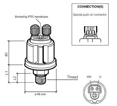 VDO Pressure sender 0-10 Bar - M12